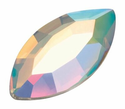 Preciosa Navette Maxima Crystal AB Flat Back Non Hotfix Stones (6x3mm) - per 36 stuks